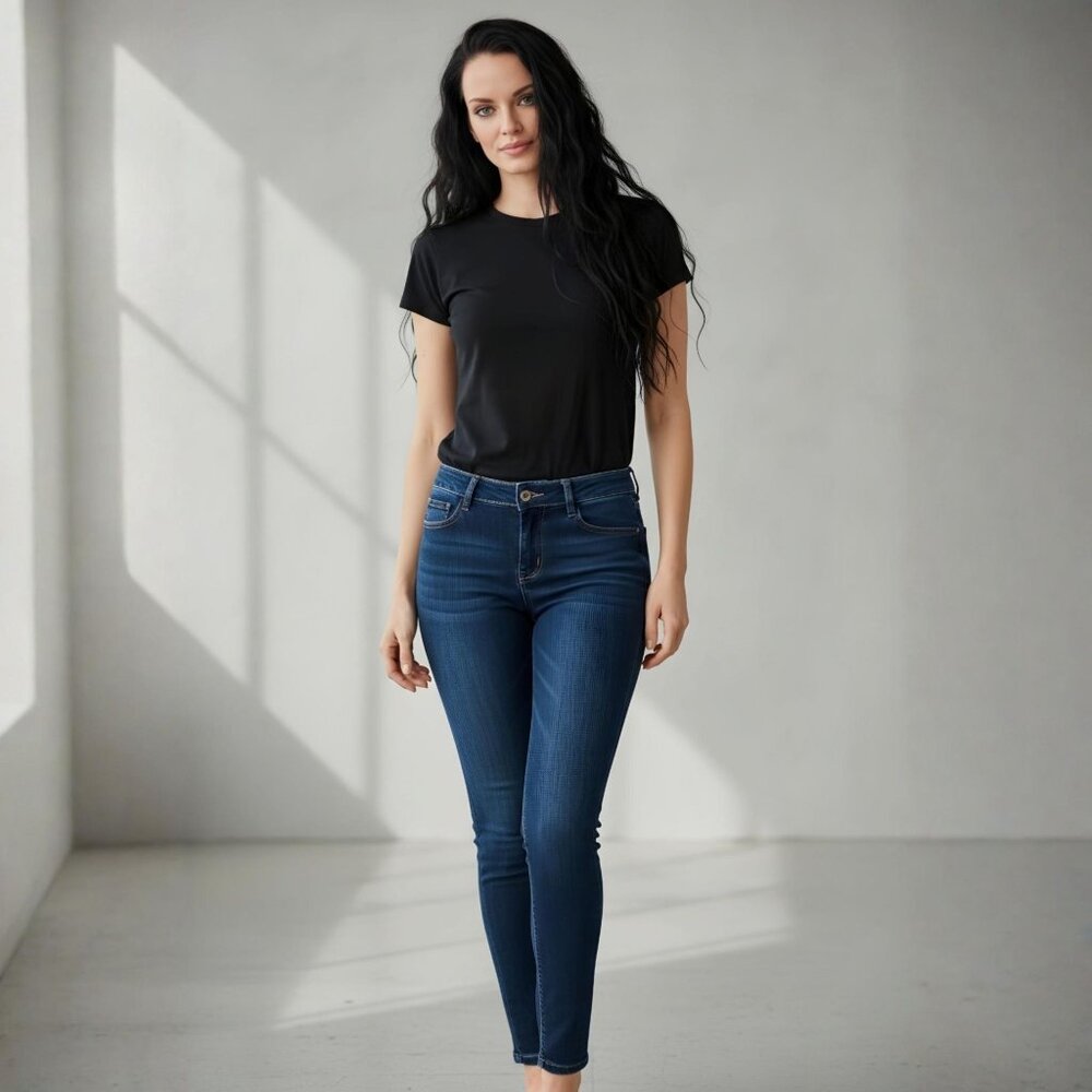 Fashion Nova ✦ Dark Blue Skinny Jeans ✦ Stretch Cotton Blend Mid Rise Fit Sz 3